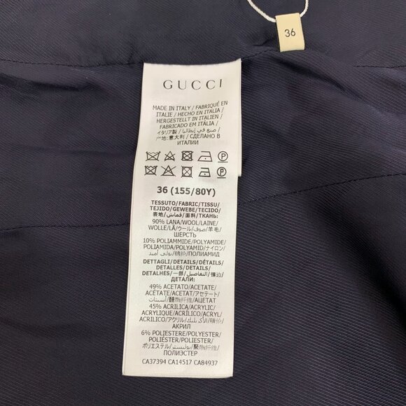 CW0684 Gucci Navy Blue Tweed Jacket With Gold Buttons & Chain Pocket Detail - Picture 7 of 8
